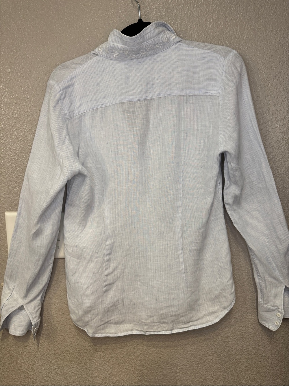 Gorsuch 100% Linen Button Front Shirt Bundle Pink & Blue Embroidered Collar - Picture 7 of 11